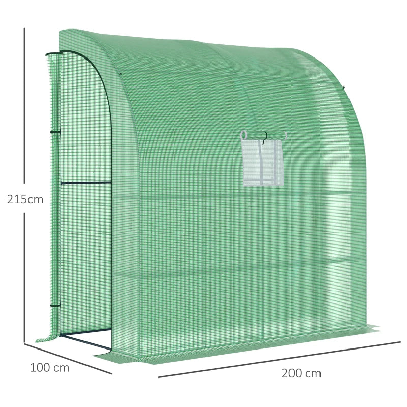 Green Walk-In Outdoor Greenhouse with Windows and Doors, 3 Tiers, 4 Shelves - 200x100x215cm