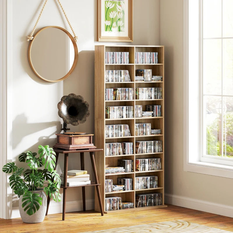640 CD Storage Tower - Elegant Nature Wood Finish, Space-Saving Design for Organizing CDs and Media - Perfect for Home