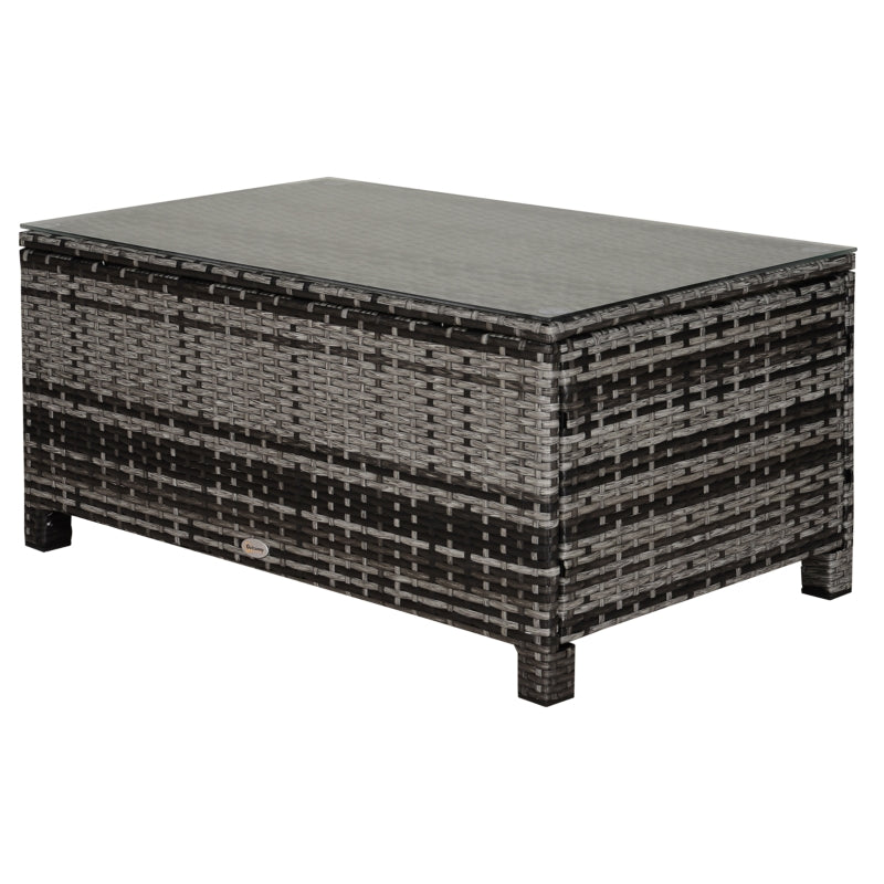 Grey Rattan Garden Coffee Table with Glass Top