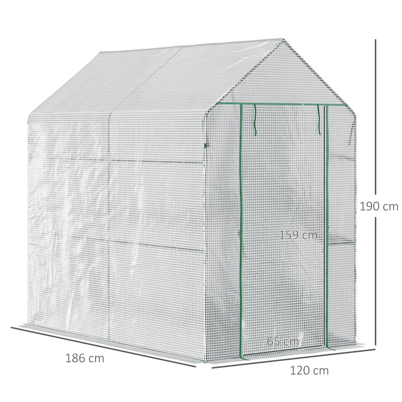 Green 2-Tier Garden Polytunnel Greenhouse 6x4x6ft