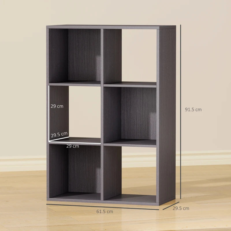 Stylish 6-Cube Bookshelf in Grey - Modern Storage Solution for Home or Office, Perfect for Organizing Books and Decor
