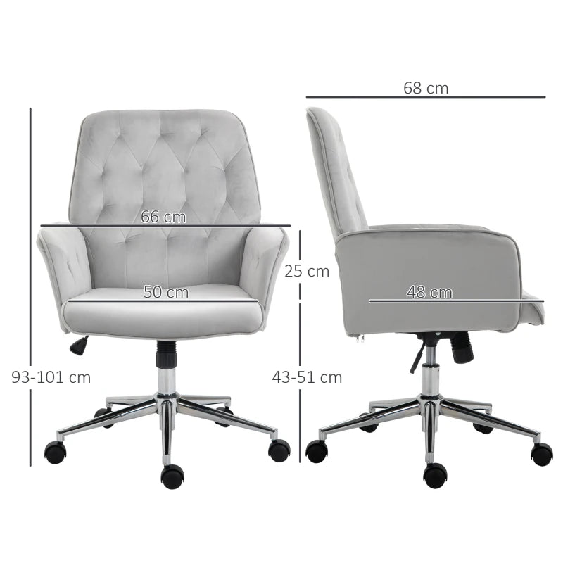 Vinsetto Modern Linen Computer Chair with Armrest, Adjustable Height Swivel Office Chair in Light Grey