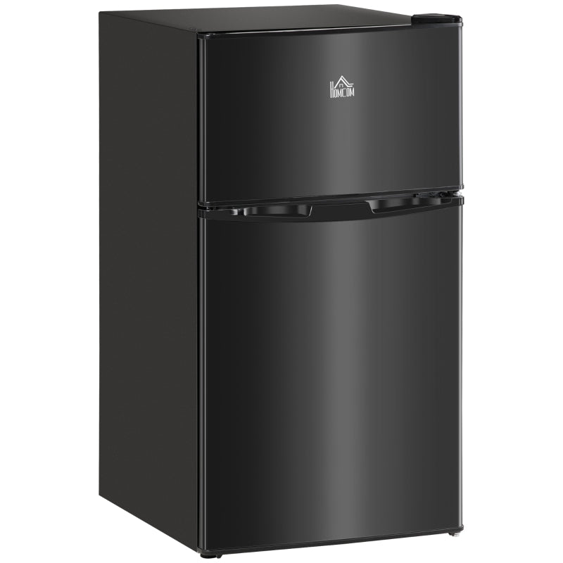 Compact 88L Under Counter Fridge Freezer - 5 Settings, 3 Star Rating, Stylish Black Mini Refrigerator for Small Spaces