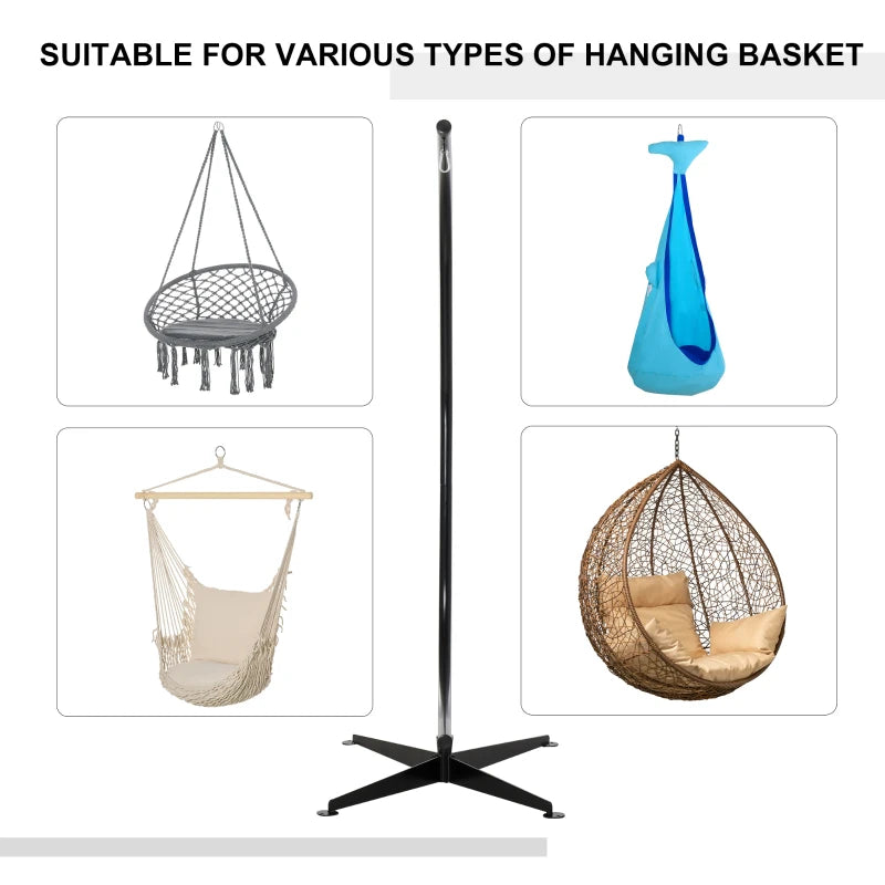 Steel Hanging Hammock Chair Stand - Black