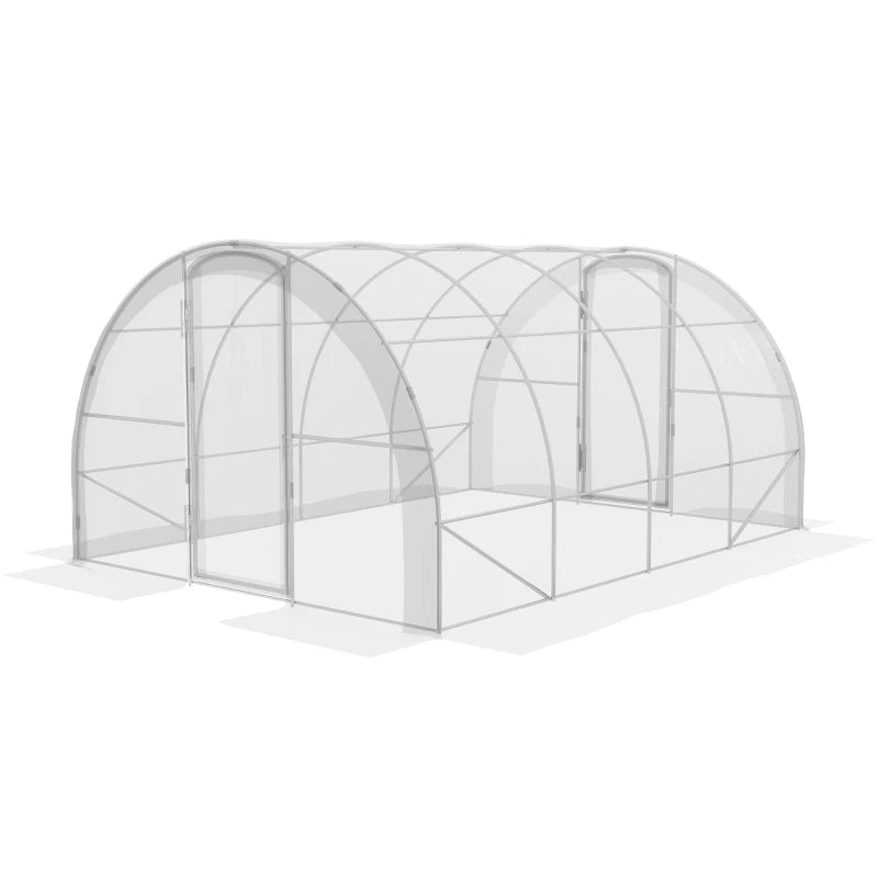 Green Walk-in Polytunnel Greenhouse, 4x3m, PE Cover, Steel Frame