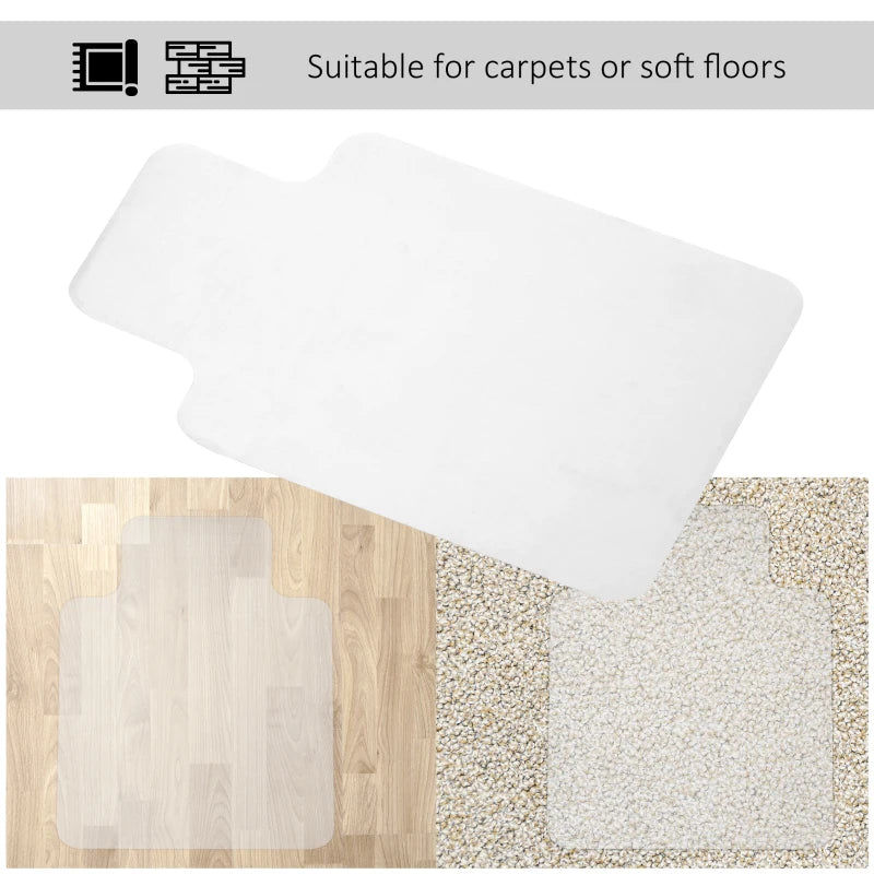 Clear Office Chair Mat for Carpet & Hard Floors - 90x120 cm, Non-Slip, BPA & Phthalate Free, Durable Floor Protector