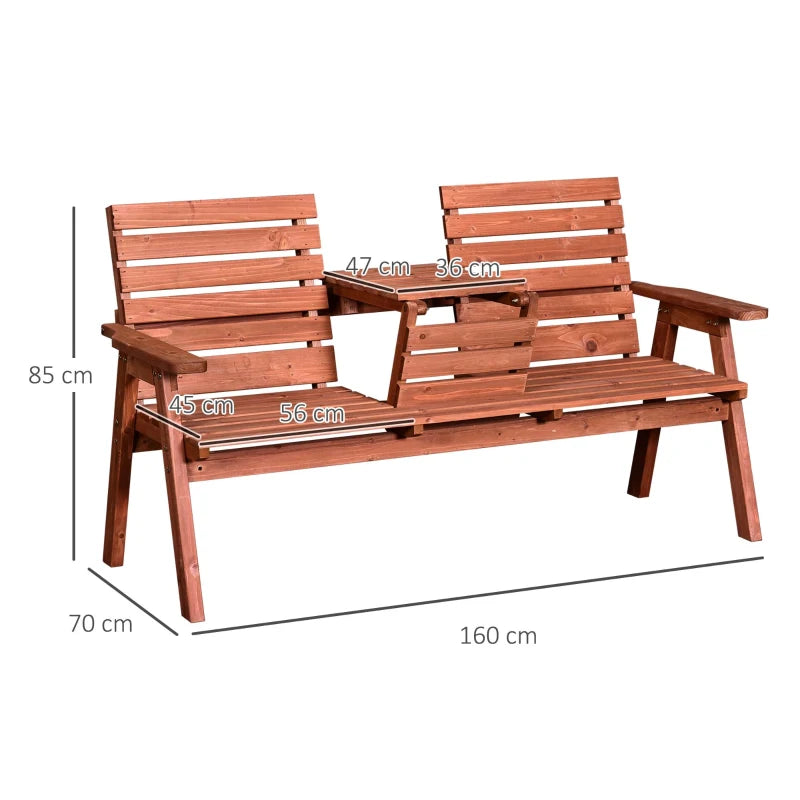 Convertible 2-3 Seater Fir Wood Outdoor Bench - Natural Wood Tone