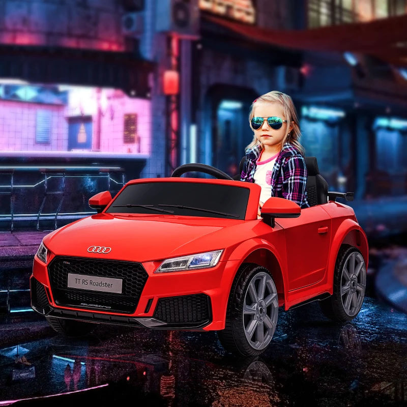 Kids Licensed Audi TT 12V Ride-On Car with Remote, Suspension, Headlights & MP3 Player - Red, 3km/h Speed