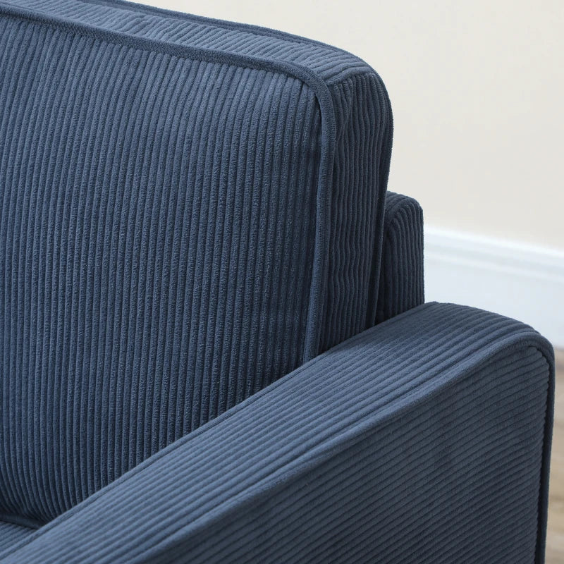 Small Blue Corduroy Two-Seater Sofa for Compact Living Spaces