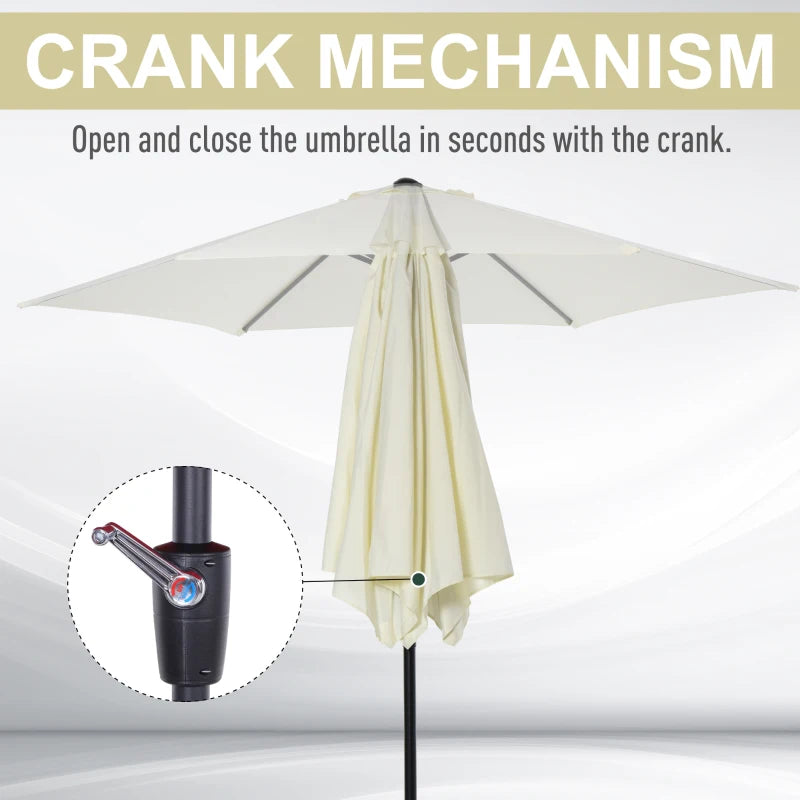 Grey 2.6M Tilt & Crank Outdoor Garden Parasol Umbrella