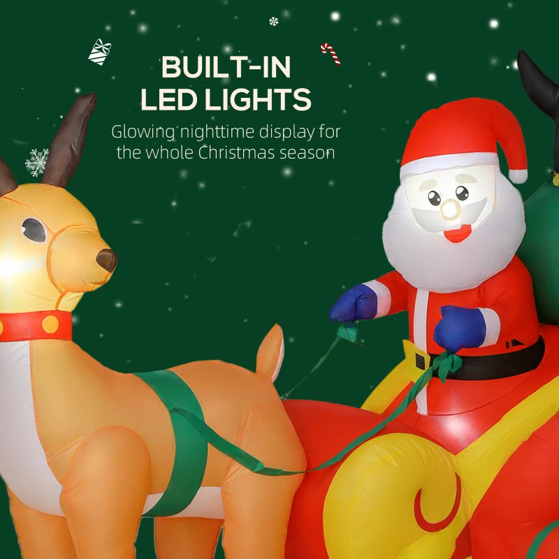 6ft Inflatable Santa Sleigh Decoration with Accessories - Perfect Holiday Outdoor Christmas Yard Decor