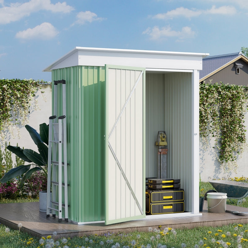 3ft x 5ft Light Green Lean-To Metal Shed