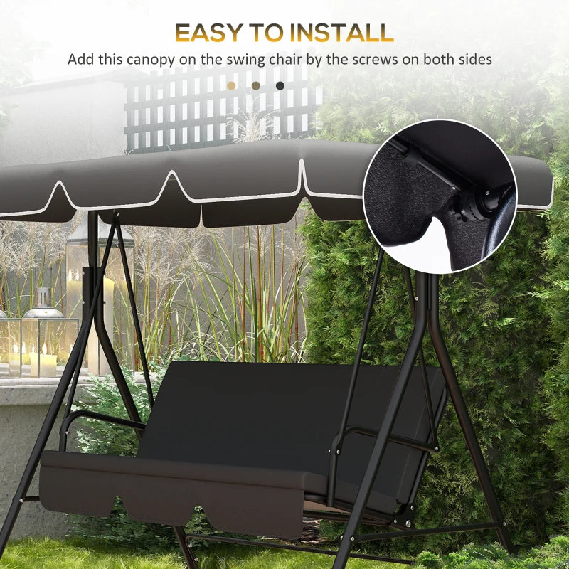 Black Garden Swing Canopy Replacement Cover, UV50+ Sun Shade (Canopy Only)