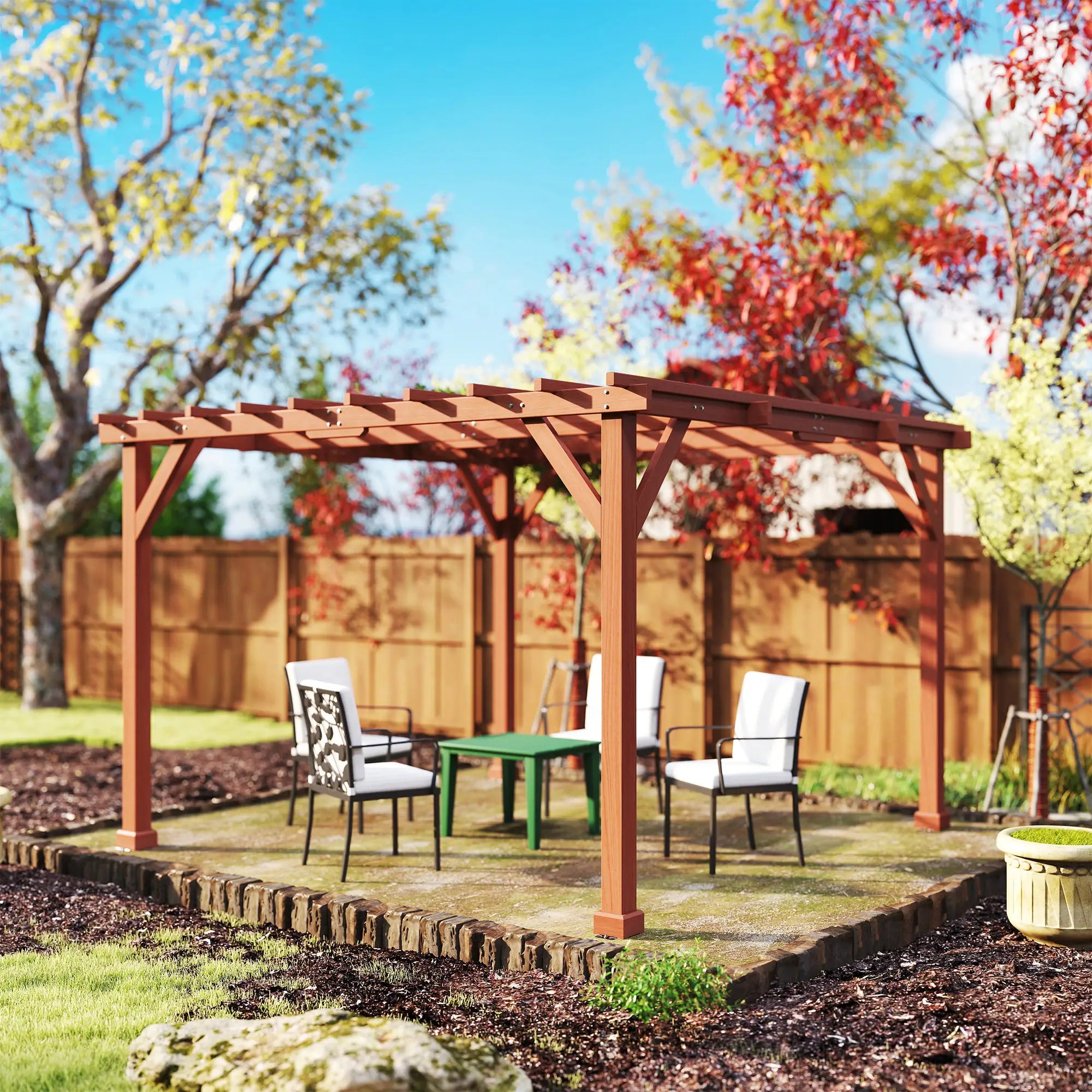 3.3m x 3.3m Wooden Pergola - Ideal For Climbing Vines, Flowers & Grapes