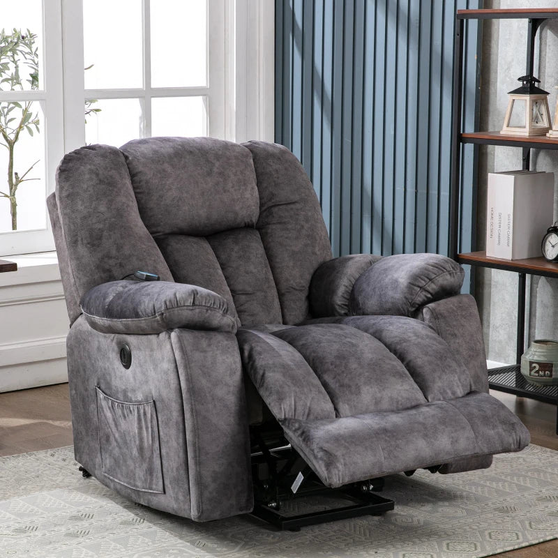 Ergonomic Power Massage Recliner Chair with Heat, Vibration, USB Ports and Safety Mechanism - Dark Grey