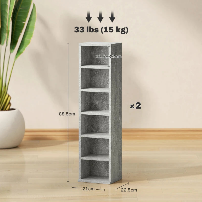 Set of 2 Cement Grey CD Storage Units - Stylish and Durable Media Organizers for Home or Office