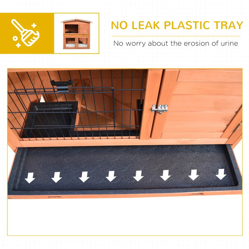 Outdoor Rabbit Hutch & Guinea Pig Cage - 2-Tier Bunny Home with No-Leak Tray, 100.5 x 55 x 101 cm