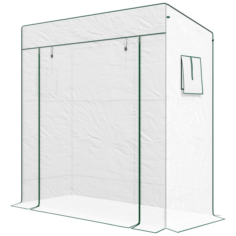 Green Walk-in Outdoor Greenhouse Cover, White PE Material