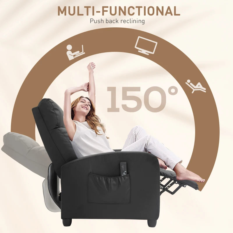 Massage Recliner Armchair in Faux Leather with Adjustable Leg Rest and Side Pocket for Living Room