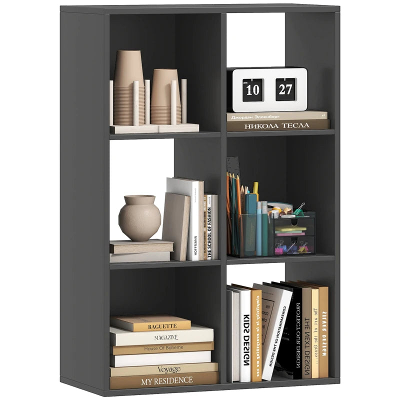 Stylish 6-Cube Bookshelf in Black - Modern Storage Solution for Home or Office, Perfect for Organizing Books and Decor