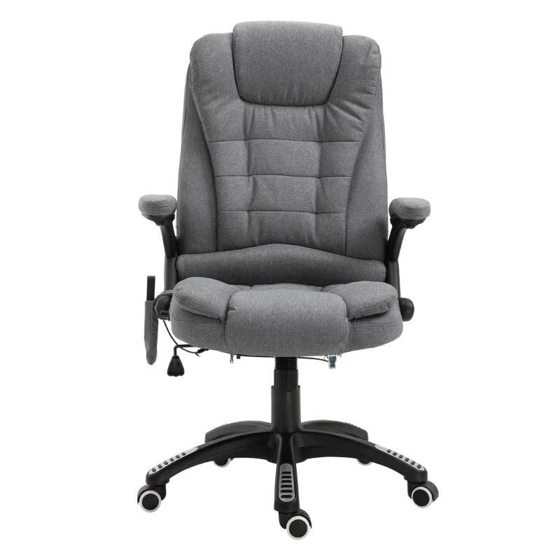Vinsetto Heated Massage Recliner Chair - 6 Massage Points, 360° Swivel, Linen-Feel Fabric, Grey - Perfect for Office & Home