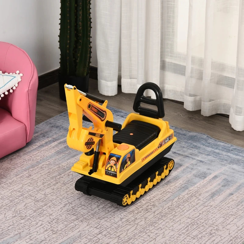 Ride-On Excavator Toy for Kids - Movable Digger Walker Construction Truck for Ages 3+ - Fun Outdoor Play
