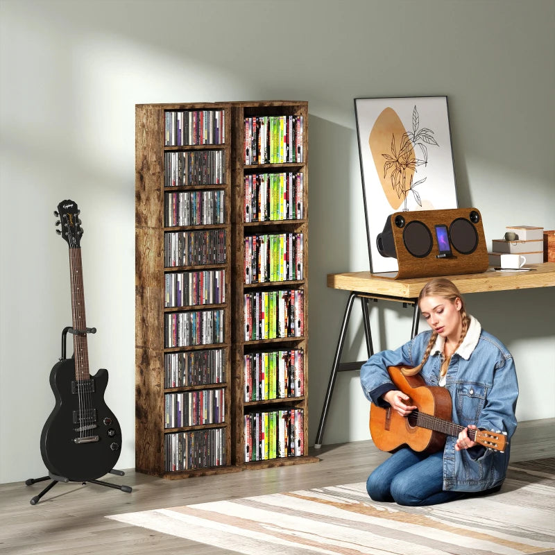 260 Narrow CD Storage Unit - Rustic Brown - Stylish & Space-Saving Organizer for CDs, DVDs, and Media
