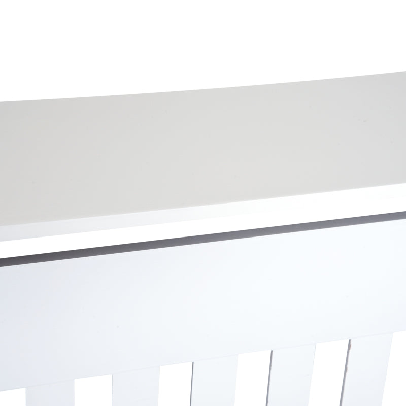 Elegant White Slatted Radiator Cover Cabinet MDF Lined Grill 78L x 19W x 81H cm