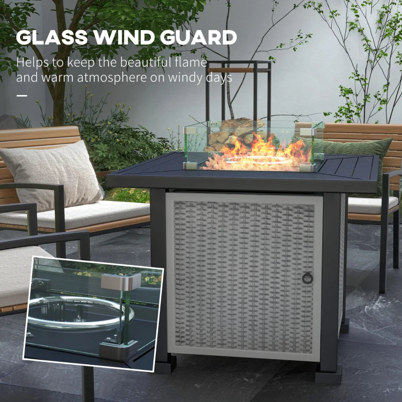 81x81cm 50,000 BTU Grey Gas Fire Pit Table - Outdoor Heating & Stylish Patio Decor