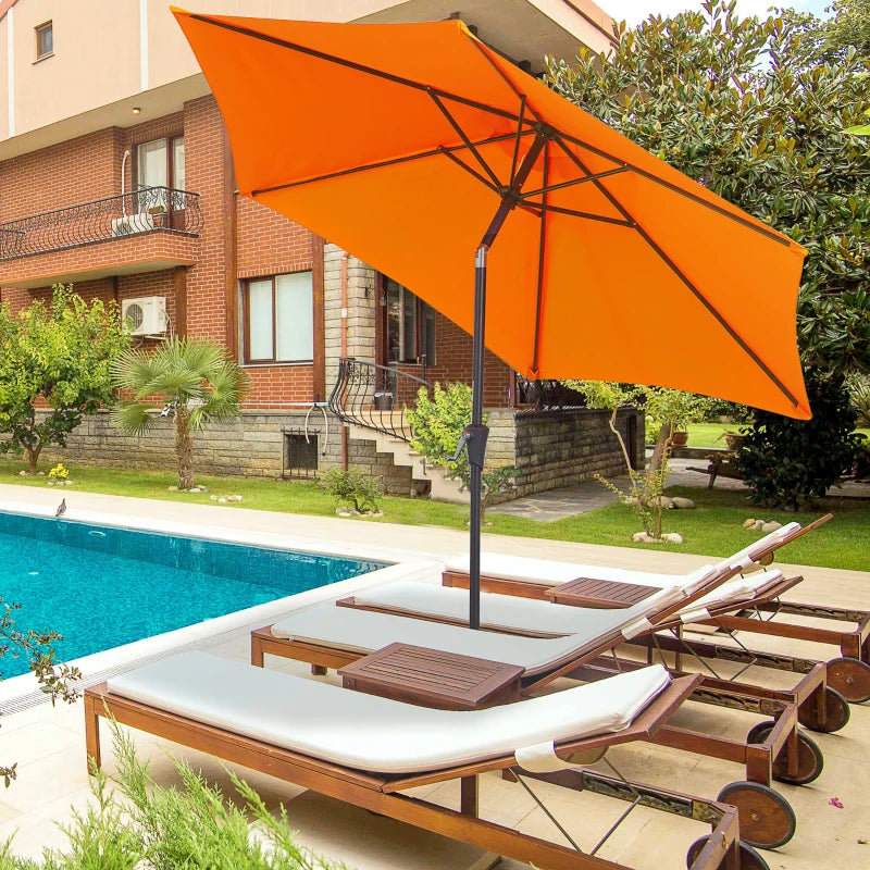 Orange 2.7M Tilt Crank Garden Parasol Umbrella