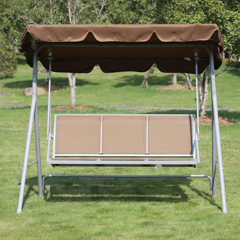 Brown Metal 3-Seater Garden Swing Hammock