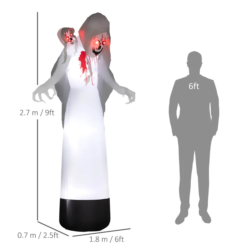 8.9ft Inflatable Three-Headed Ghost for Halloween - Spooky Outdoor Decoration, Perfect for Yard or Party