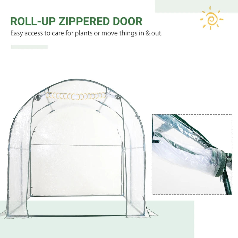 Green Walk-in Polytunnel Greenhouse, 2.5 x 2m