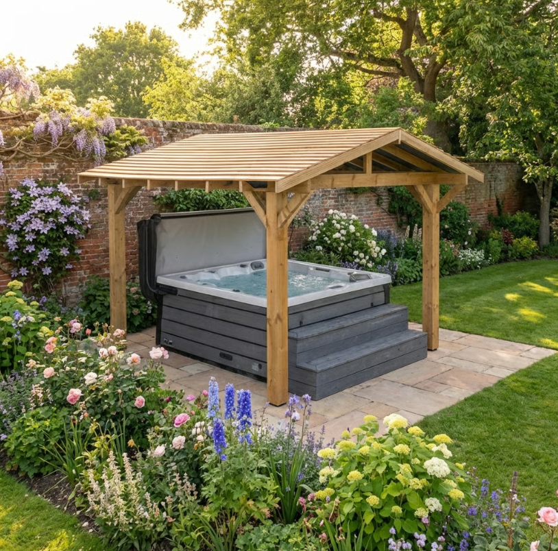 Ruby Wooden Apex Gazebo with Treated Featheredge Roof & Overhang - Premium Garden Gazebo