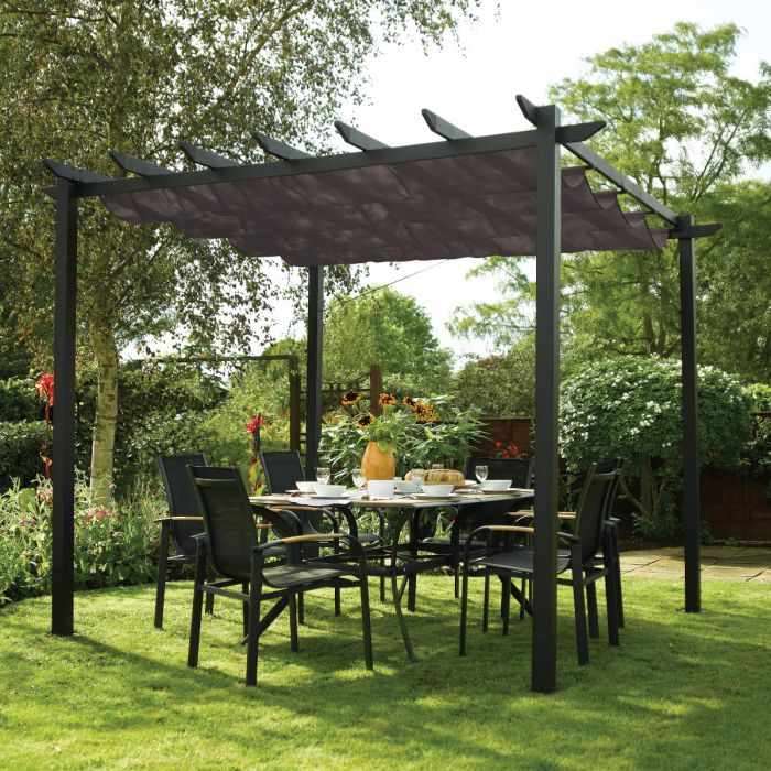 3x3 Grey Aluminium Pergola With Pulley Cover