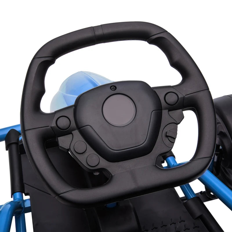 24V Electric Drift Kart for Kids 8-12 Racing Go Kart with 2 Speeds Steering Wheel and Pedals Blue