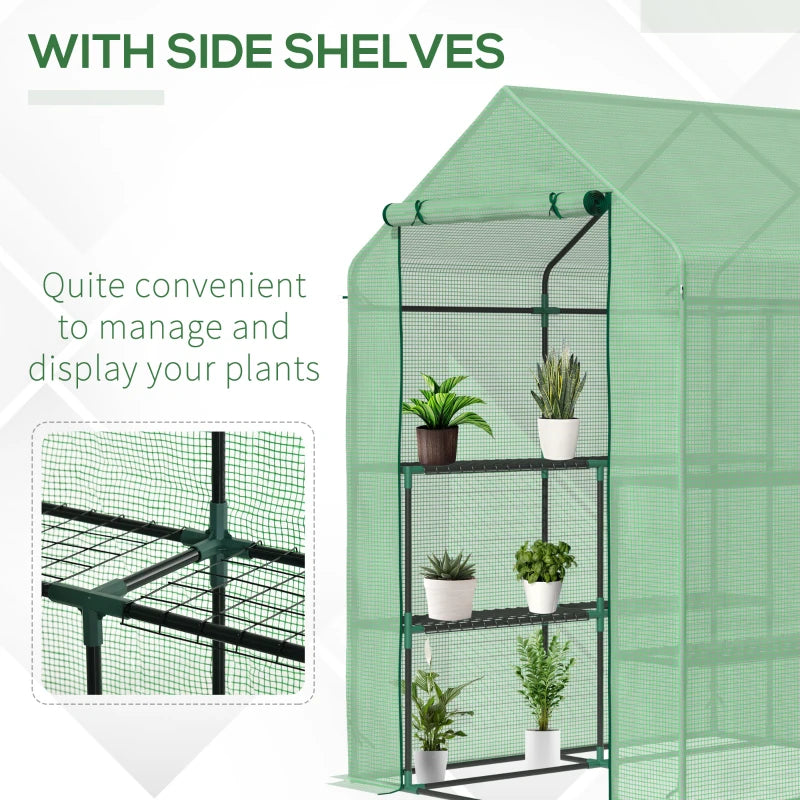 Green Garden Polytunnel with Shelves - 143x138x190cm