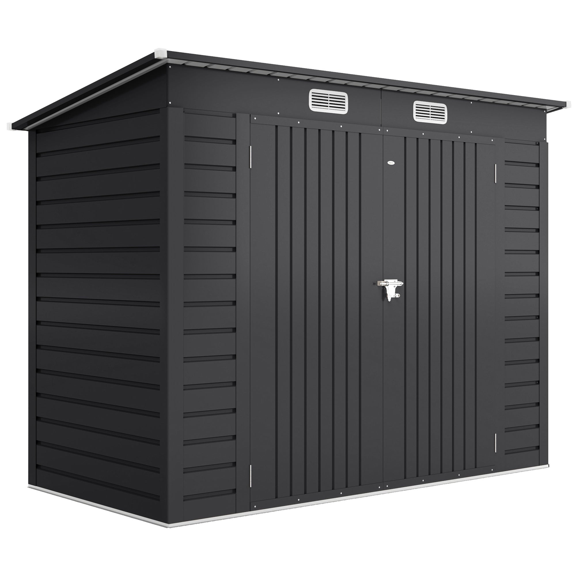 Grey 3.7ft x 7.9ft Galvanised Steel Shed With Padlocked Doors