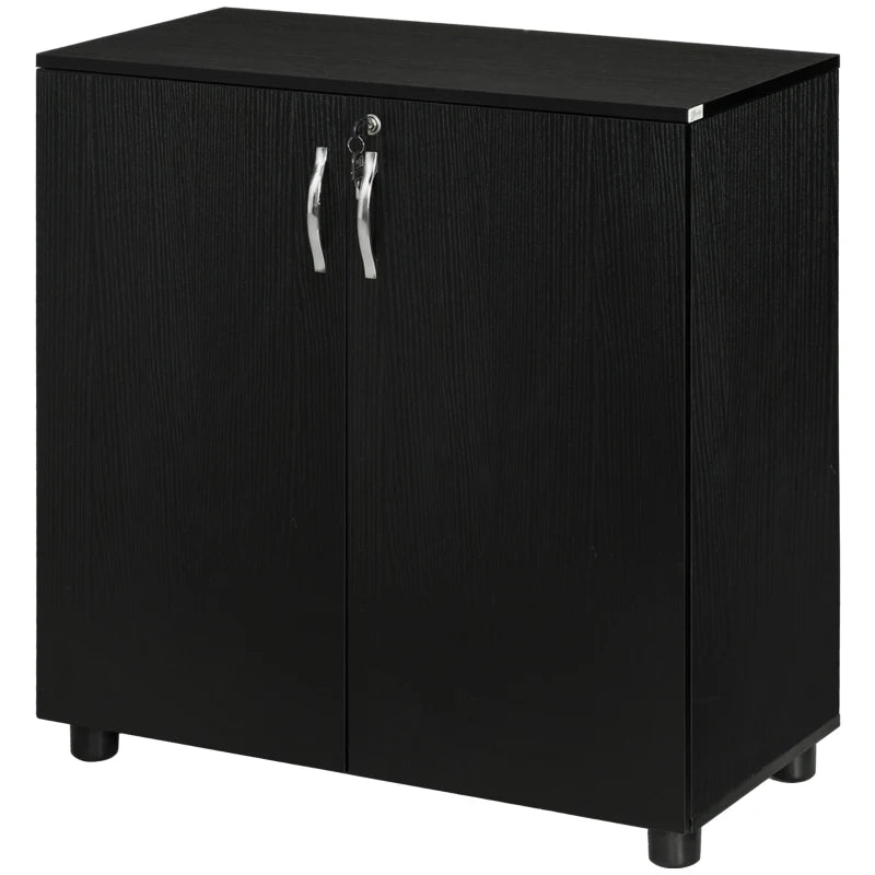 Vinsetto Two-Tier Locking Office Storage Cabinet - Stylish Black Organizer for Secure Document and Supply Storage