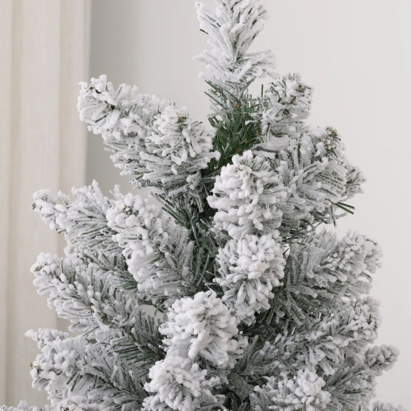 7ft Snowy Pencil Christmas Tree - Elegant White Artificial Holiday Decor for Festive Home Decoration