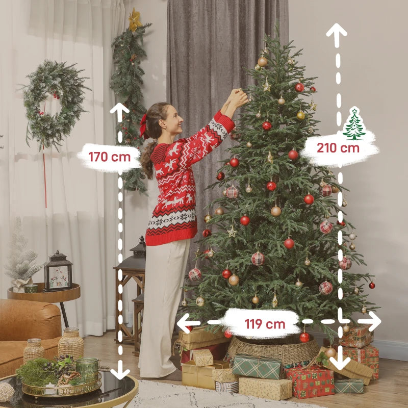 7ft Full Spruce Christmas Tree - Realistic Dense Tips, Easy Assembly, Lush Green Holiday Decor