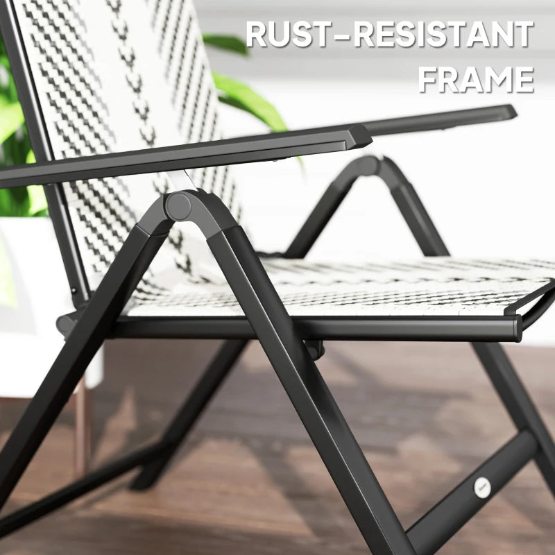 Set of 2 Grey Rattan Reclining Garden Chairs - Stylish Outdoor Seating for Patio, Deck, or Balcony