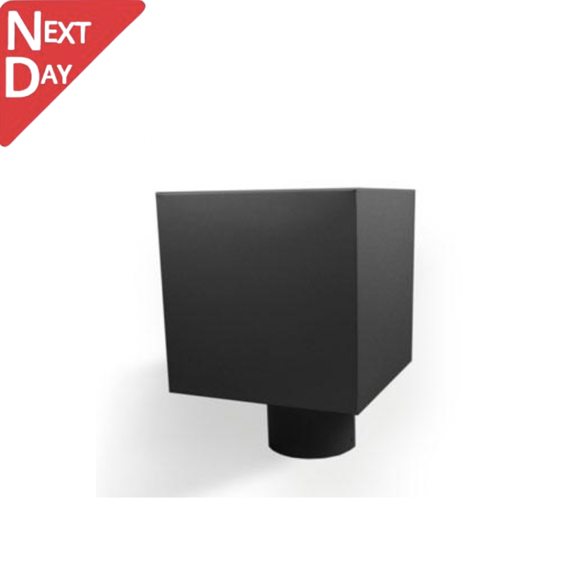 Black Coated Galvanised Steel Plain Box Hopper Head 200w x 200d x 200h with 80mm Outlet