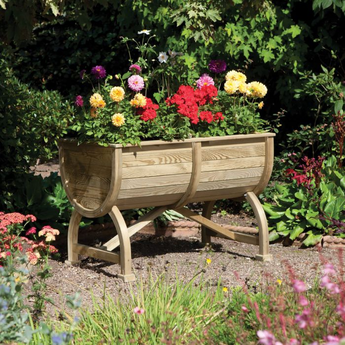 Wooden Barrel Planter for Garden