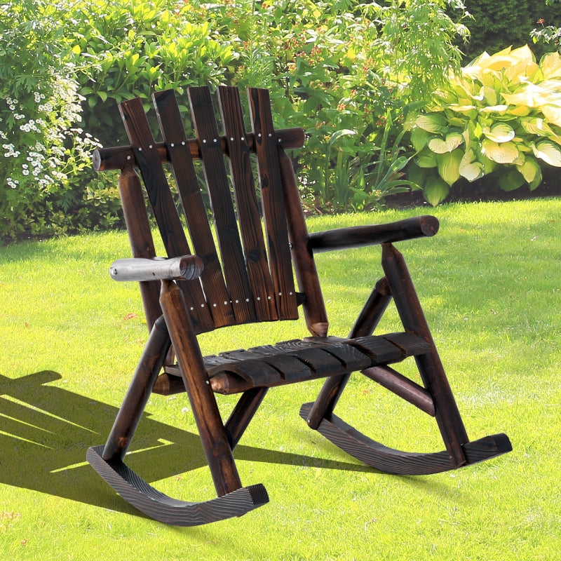 Rustic Red Outdoor Adirondack Rocking Chair