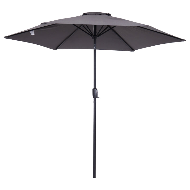 Grey 2.6M Tilt Crank Garden Parasol Umbrella