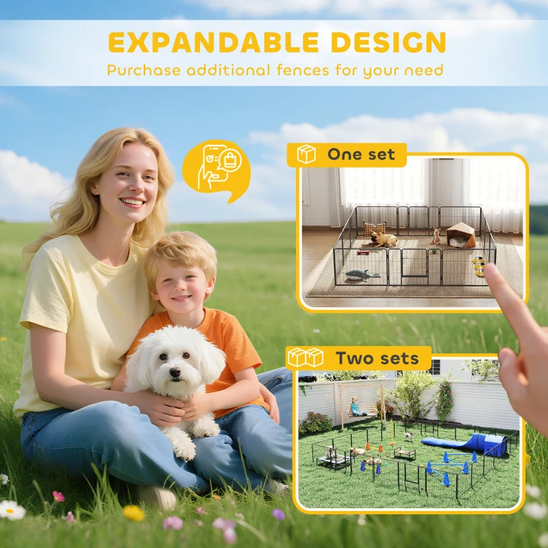 Heavy Duty 12 Panel Puppy Playpen for Small Dogs Indoor Outdoor Use Silver