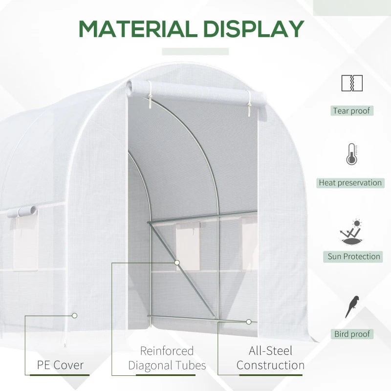 Green Walk-in Garden Greenhouse with Mesh Windows, 2.5 x 2 x 2m