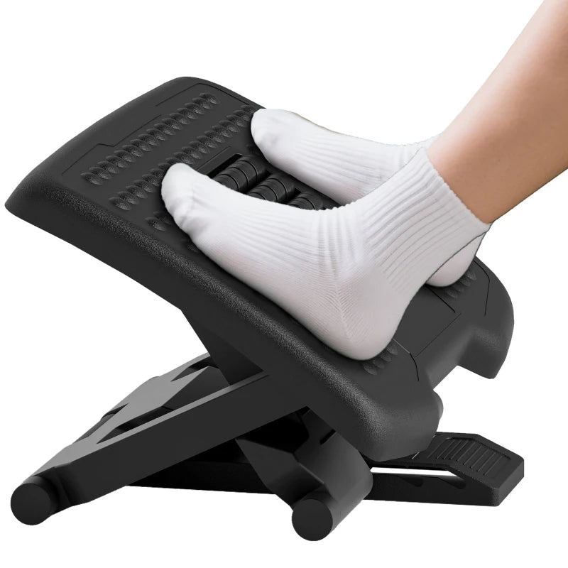 Three-Level Adjustable Multi-Angle Footrest Massager - Ergonomic Black Design for Ultimate Comfort and Relaxation