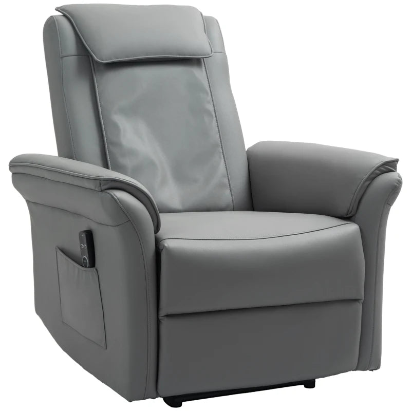 Electric Recliner Armchair with 3D Kneading Massage, Breathable Leather, Footrest, Remote Control, USB Port and Side Pockets